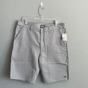Vans shorts, light gray, and size 34.